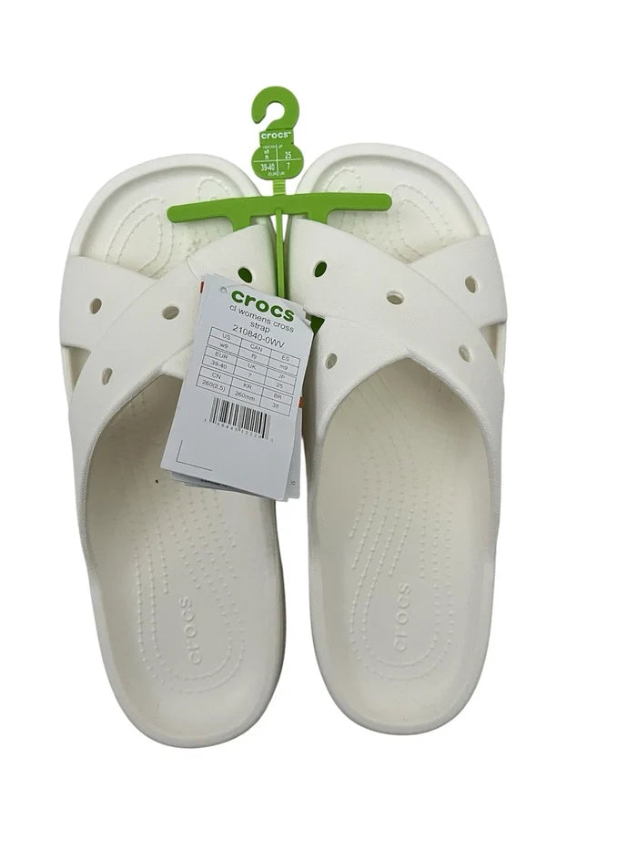 Crocs Classic Cross Strap Women's Slide Sandals – Casual Slip-On Shoes, Size 9, NWT