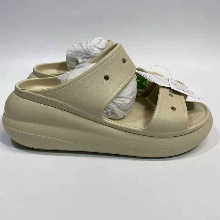 Crocs Classic Crush Sandal Unisex Bone Cream – Platform Slip-On Shoes, Men 8-9 / Women 10-11