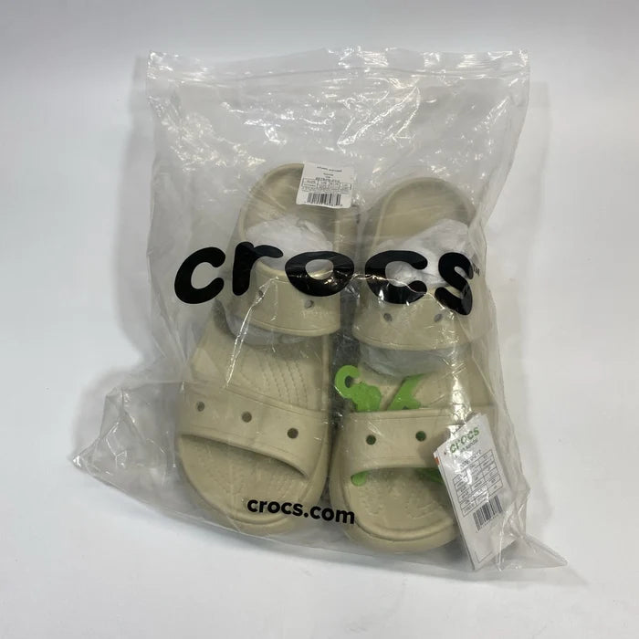 Crocs Classic Crush Sandal Unisex Bone Cream – Platform Slip-On Shoes, Men 8-9 / Women 10-11