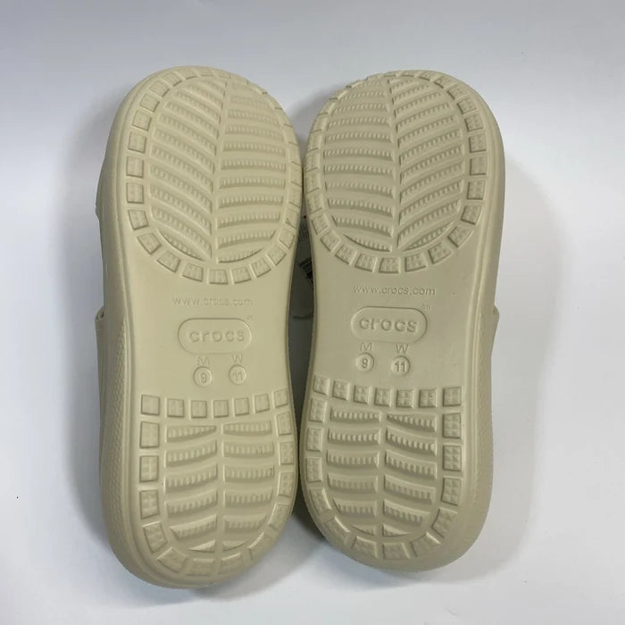 Crocs Classic Crush Sandal Unisex Bone Cream – Platform Slip-On Shoes, Men 8-9 / Women 10-11