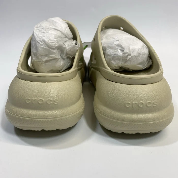 Crocs Classic Crush Sandal Unisex Bone Cream – Platform Slip-On Shoes, Men 8-9 / Women 10-11