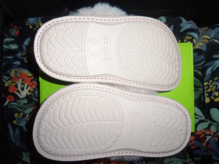 Crocs Classic Luxe Women's Fuzzy Scuff Slippers Rose Dust Pink – W4/M2 Kids, New