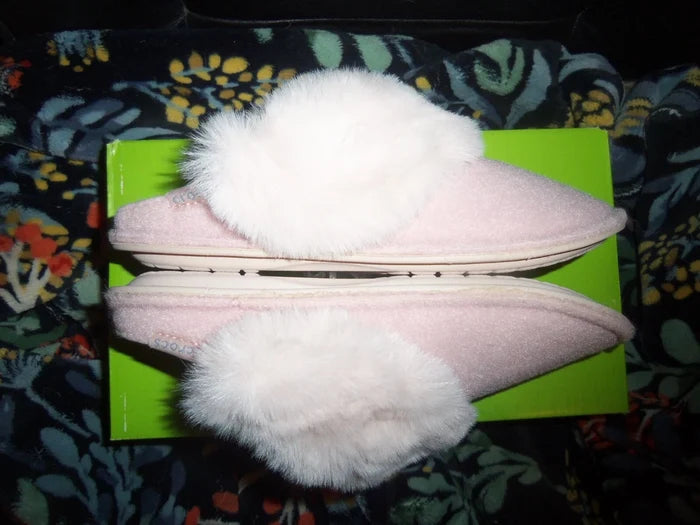 Crocs Classic Luxe Women's Fuzzy Scuff Slippers Rose Dust Pink – W4/M2 Kids, New