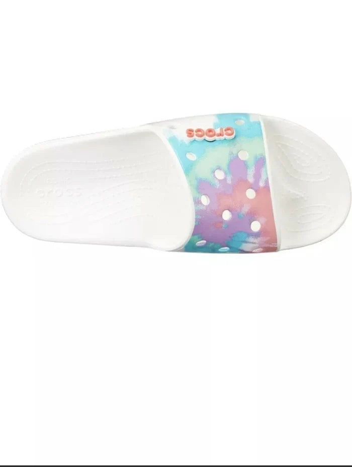 Crocs Classic Tie-Dye Graphic Unisex Slide Sandals – Casual Slip-On Shoes, New