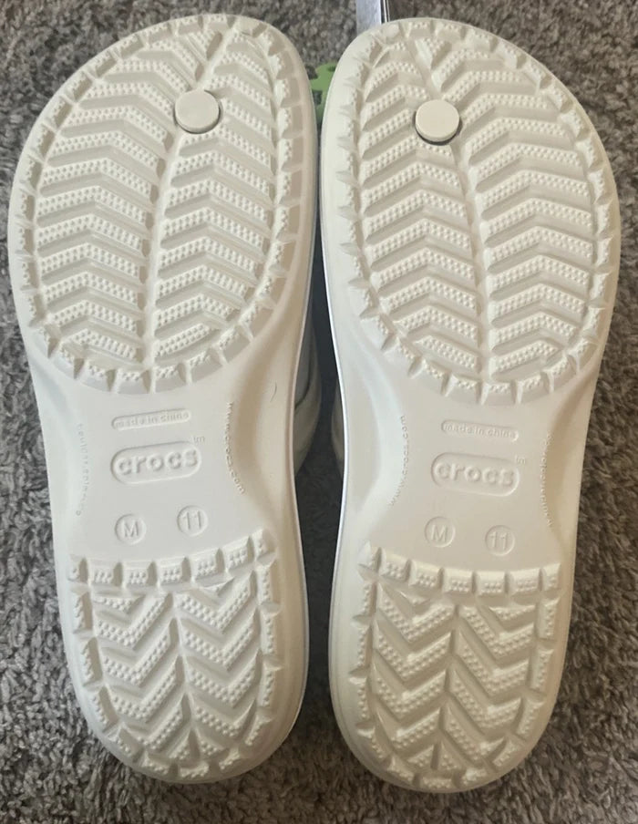 Crocs Crocband Flip Unisex Sandals White – Thong Flip Flops, M11/W12, Style 11033-100, New