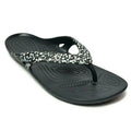 Crocs Kadee II Women's Dots Graphic Flip Flops Black – Relaxed Fit Casual Sandals, Size 4
