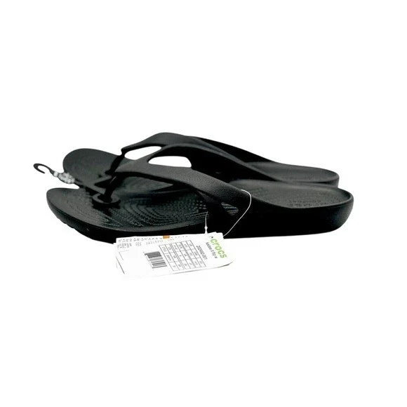 Crocs Kadee II Women's Flip Flops Black – Comfort Thong Sandals, Size 10