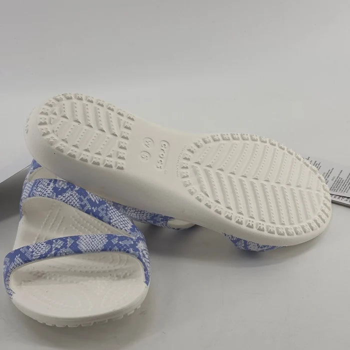 Crocs Kadee II Women's Sandals Blue White Snake Print – Casual Slip-On Shoes, Size 5 NWT, 206894-4RV