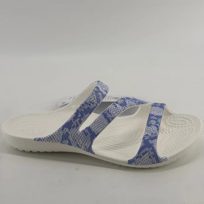 Crocs Kadee II Women's Sandals Blue White Snake Print – Casual Slip-On Shoes, Size 5 NWT, 206894-4RV