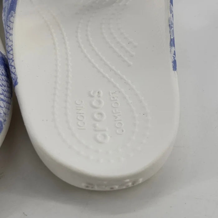 Crocs Kadee II Women's Sandals Blue White Snake Print – Casual Slip-On Shoes, Size 5 NWT, 206894-4RV