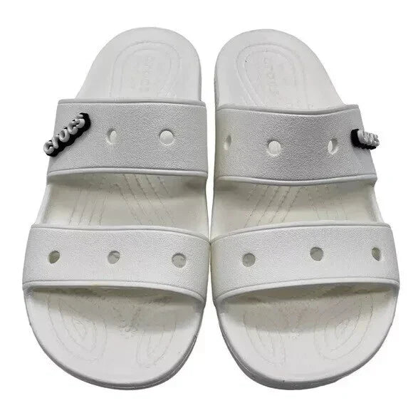 Crocs Mens Classic Slip On Perforated Pool Slides 13 Medium (D) / White - image 1