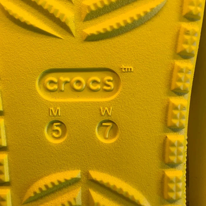 Crocs Unisex Neon Yellow Slides – Women's Size 7 / Men's Size 5, Brand New