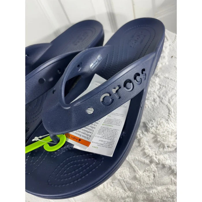 Crocs Unisex Thong Flip Flop Sandals Navy Blue – Comfort Casual Shoes, M12W14