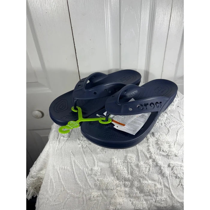 Crocs Unisex Thong Flip Flop Sandals Navy Blue – Comfort Casual Shoes, M12W14