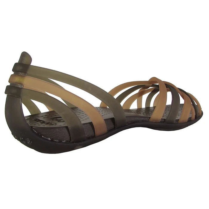 Crocs Womens Huarache Flat Open Toe Sandal Shoes, Bronze/Espresso, US 5 - image 3