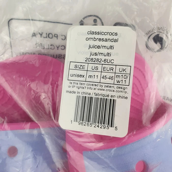 CROCS Womens Mens Classic Ombre Sandals Size USA M 11/W 13 Juice Pink NEW In Bag - image 4