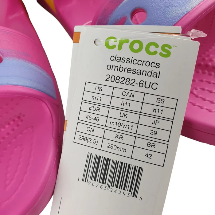 CROCS Womens Mens Classic Ombre Sandals Size USA M 11/W 13 Juice Pink NEW In Bag - image 6