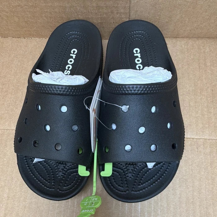 Crocs Women's Slide Sandals Black – Lightweight Slip-On Shoes, US 5 / EU 34-35