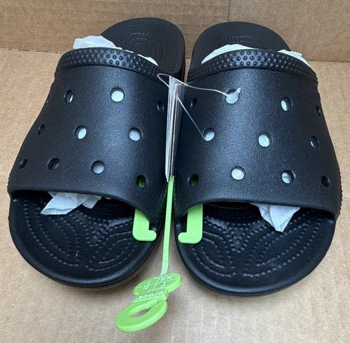 Crocs Women's Slide Sandals Black – Lightweight Slip-On Shoes, US 5 / EU 34-35