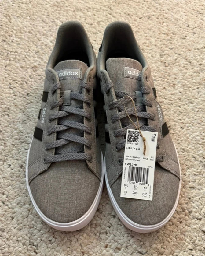 adidas Daily 3.0 Men's Sneakers Gray Black – FW3270, Size 10, NWT