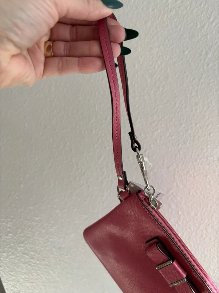 Coach Darcy Strawberry Wristlet – Authentic Genuine Leather Designer Clutch, New With Tags
