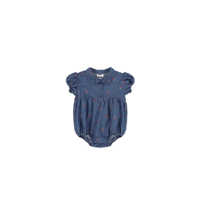 DENIM CHERRY ROMPER