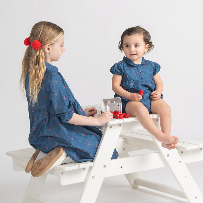 DENIM CHERRY ROMPER