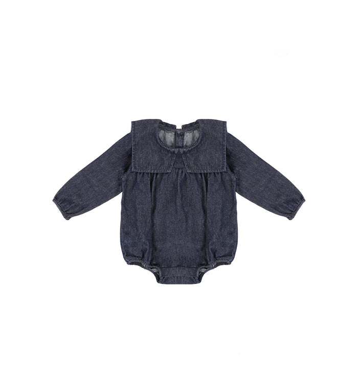 DENIM COLLAR ROMPER