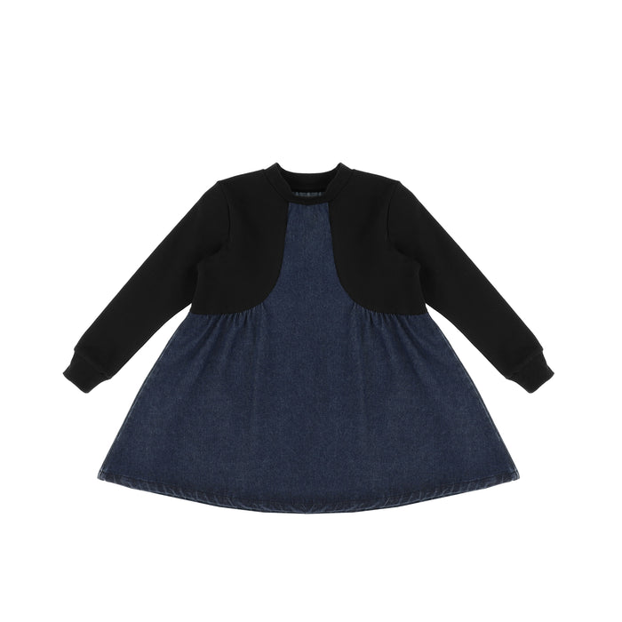 DENIM MIXED MEDIA DRESS