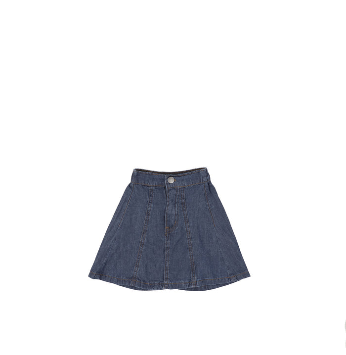 DENIM PANELED ALINE SKIRT