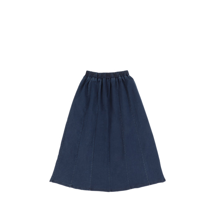 DENIM PANELED MAXI SKIRT