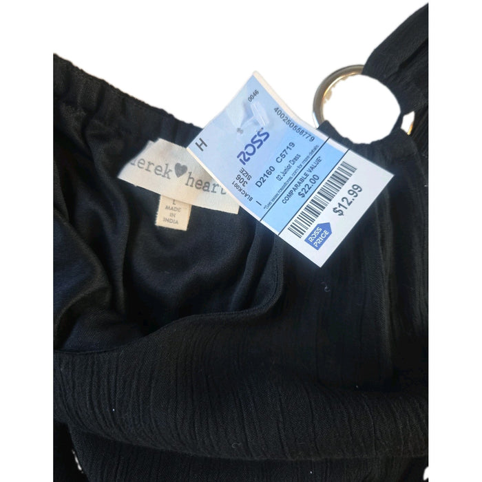 Derek Heart Black Wide Leg Jumpsuit Pockets Tie Waist