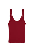 Front view of Devin Tank - Cherry Thin Rib showing scoop neckline, thin rib texture and narrow straps on white background