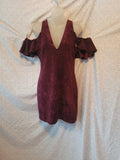Devlin Grape Wine Fitted Suede Dress Semi Formal Cocktail Party