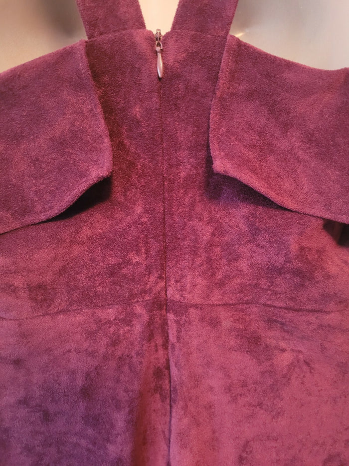 Devlin Grape Wine Fitted Suede Dress Semi Formal Cocktail Party