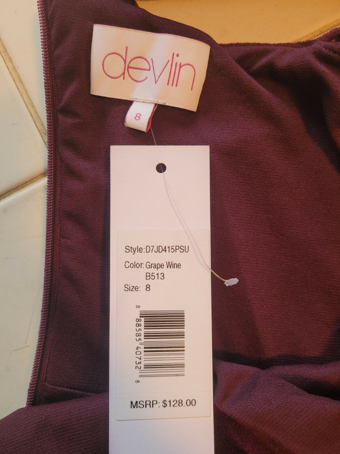 Devlin Grape Wine Fitted Suede Dress Semi Formal Cocktail Party