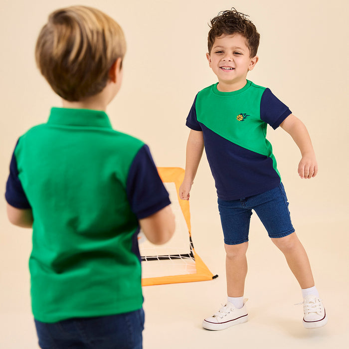 DIAGONAL COLORBLOCK POLO