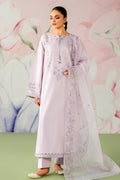 NAQSHI Dipa lavender 3PC ready to wear embroidered pima lawn suit with straight shirt, cambric trousers and organza dupatta for festive gatherings