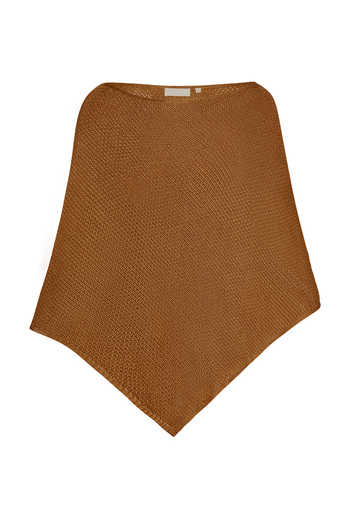 Dominica Poncho - Caramel Treble Knit
