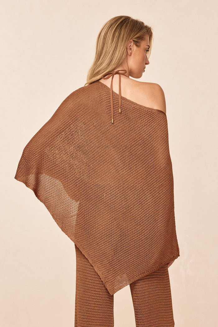 Dominica Poncho - Caramel Treble Knit