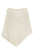 Front view of Dominica Poncho in ivory, open-knit fabric with relaxed poncho silhouette on white background