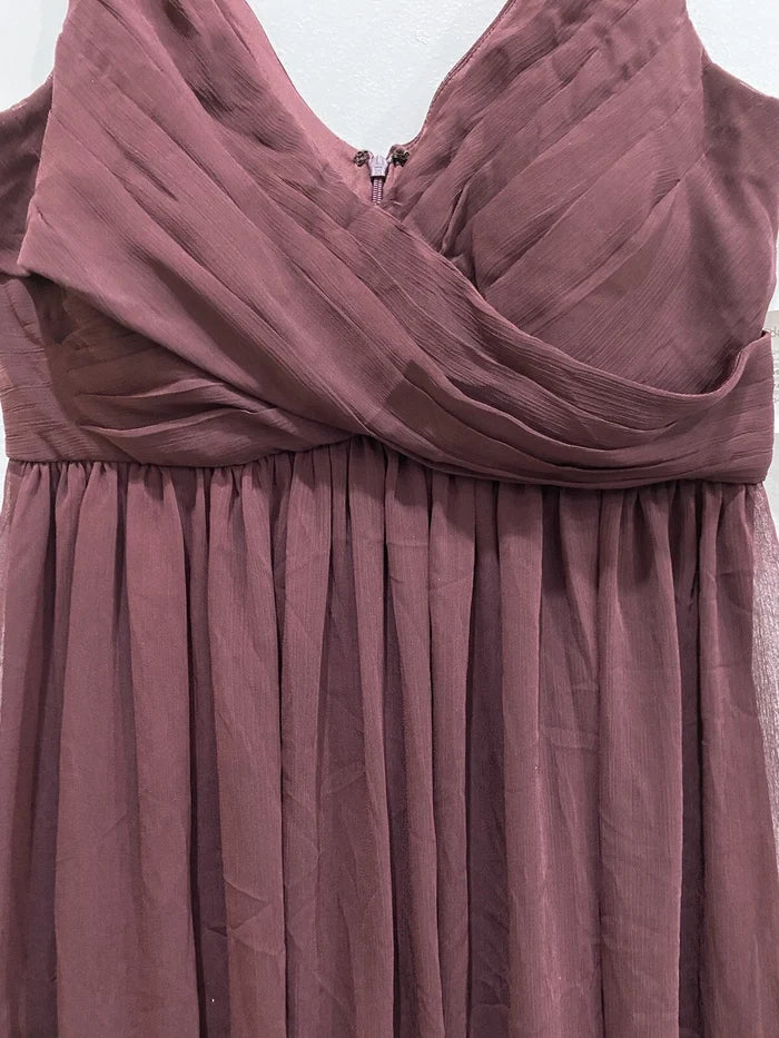 DressBarn Women's Deep Maroon Wrap Dress – Size 8 Summer Formal High Waist