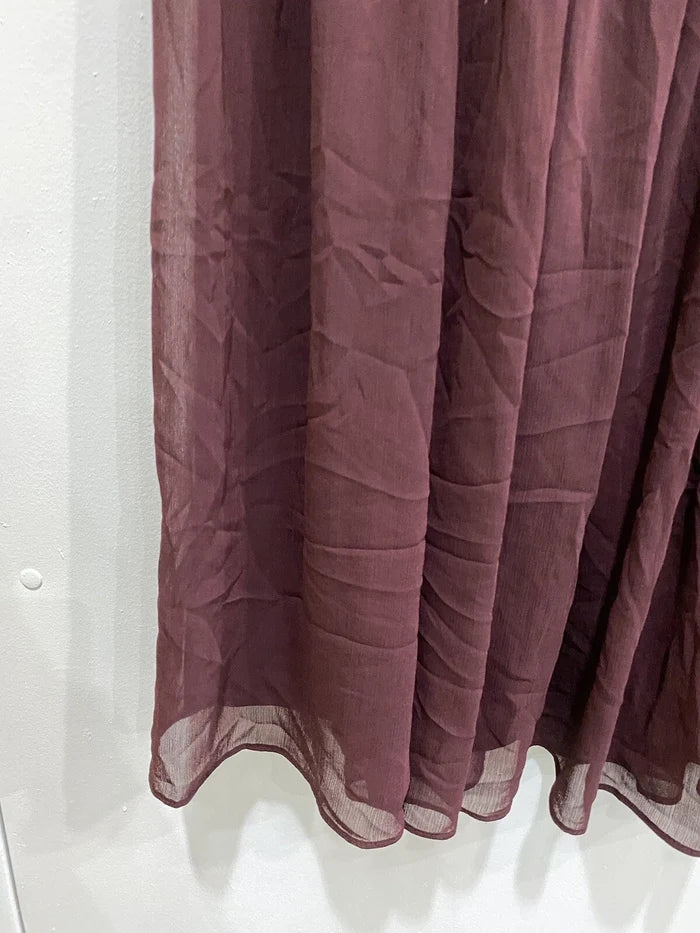 DressBarn Women's Deep Maroon Wrap Dress – Size 8 Summer Formal High Waist