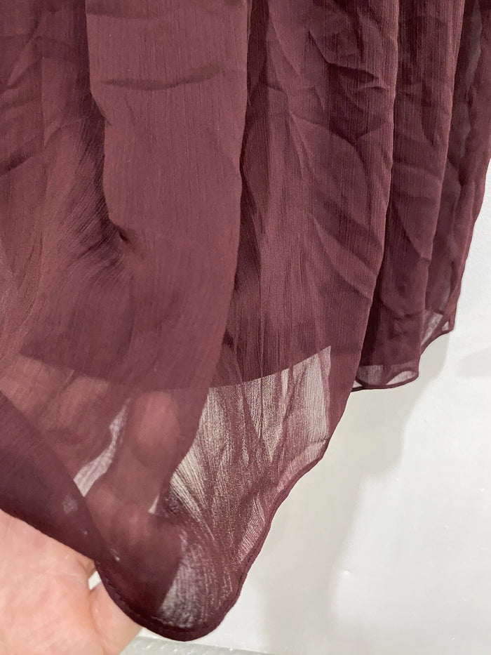 DressBarn Women's Deep Maroon Wrap Dress – Size 8 Summer Formal High Waist