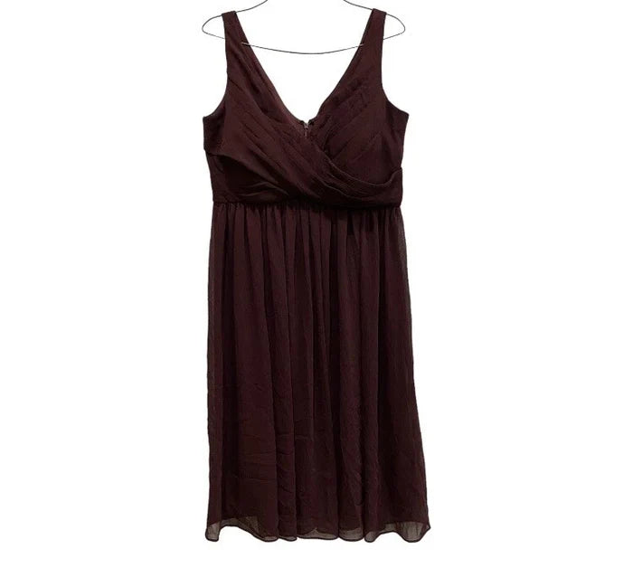 DressBarn Women's Deep Maroon Wrap Dress – Size 8 Summer Formal High Waist