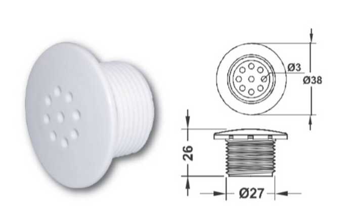 Duza hidromasaj ABS Emaux cu 9 gauri EM2211/88091912