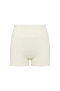 Front of Elysian Short 4.5-inch showing high-rise ribbed waistband and 4.5-inch inseam on white background