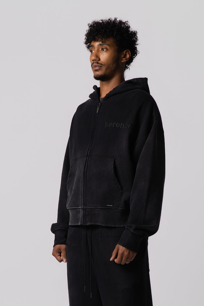 ESSENTIAL Zip Black Hoodie