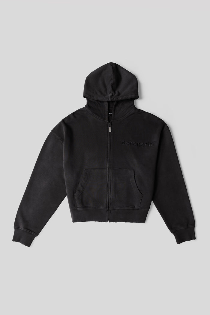 ESSENTIAL Zip Black Hoodie