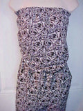 Exist Womens Jump Suit Size Large Black and White Print Strapless Polyester